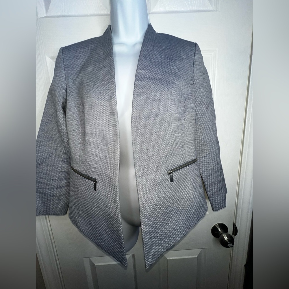 Classiques Entier Gray Open Front Textured Blazer